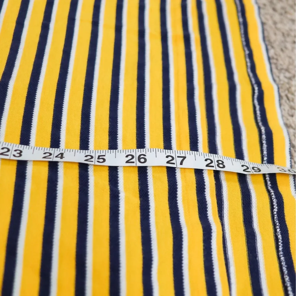 Polo Ralph Lauren Polo Shirt Mens L Yellow Navy Blue White Striped Cotton Pique - Picture 10 of 10